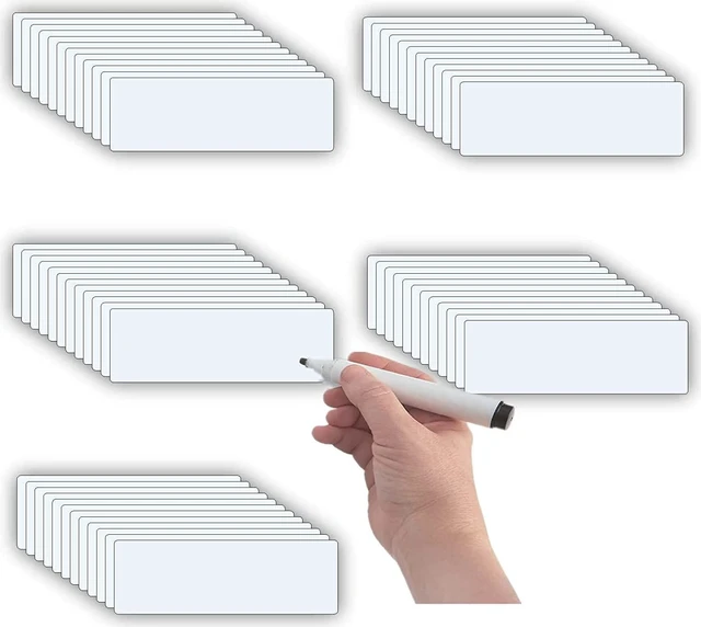 Main image of STTMGN Dry Erase Magnetic Labels (1x3",Pack of 60),Write On Magnets Sticker,Real Waterproof/Reusable for Classroom&Office&Cabinet&whiteboard&Fridge&More (White)