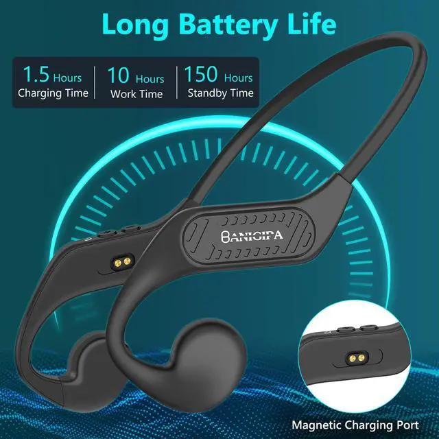 Alt view image 6 of 7 - BANIGIPA Open Ear Headphones, 2023 Upgraded Air Conduction Bluetooth Headset with Built-in Microphones, 10 Hrs Playtime, Waterproof Wireless Earphones for Sport, Gym, Running, Cycling, Hiking, Driving