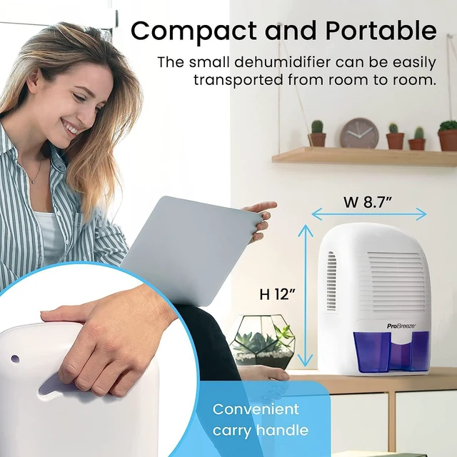 Alt view image 7 of 7 - Pro Breeze Dehumidifier Small, 2200 Cubic Feet (220 sq ft) Coverage for High Humidity in Home, Kitchen, Bedroom, Basement, RV, Office and Garage, Compact and Portable with Auto Shut Off