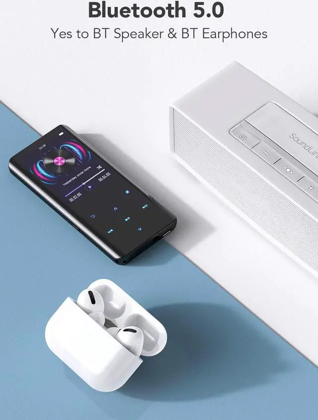 Alt view image 3 of 7 - AGPTEK 32GB MP3 Player with Bluetooth 5.0, AGPTEK 2.4 Inch Screen Lossless Sound Music Player with Speaker Portable Digital Audio Player Supports FM Radio, Recordings, Supports up to 128GB (Black)