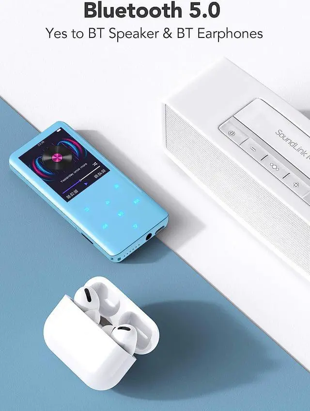 Alt view image 6 of 7 - AGPTEK 32GB MP3 Player with Bluetooth 5.0, 2.4 inch Screen Lossless Sound Music Player with Speaker Portable Digital Audio Player Supports FM Radio, Recordings, Supports up to 128GB (Blue)