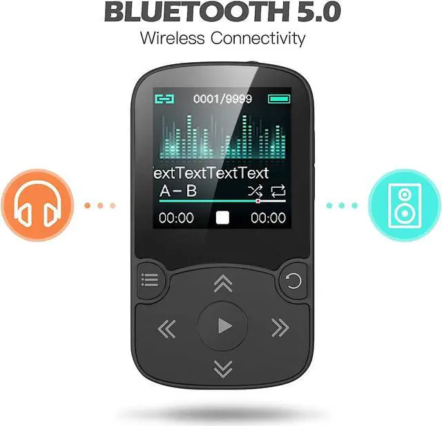 Alt view image 3 of 7 - 32GB MP3 Player with Bluetooth 5.0, AGPTEK Clip Jam MP3 Player Portable Music Player HiFi Lossless Sound with FM Radio, Voice Recorder, E-Book, Supports up to 128GB TF Card (Black)