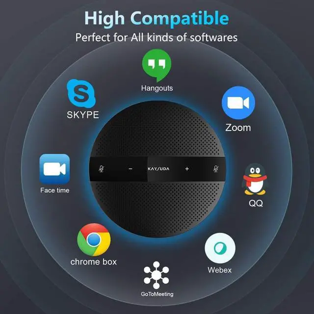 Alt view image 3 of 7 - Kaysuda USB Speaker Phone 360° Omnidirectional Microphone Portable Conference Speakerphone Echo Cancellation for Skype Business of Microsoft Lync, VoIP Calls, Webinar, Phone, Call Center, Recording