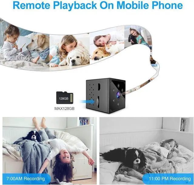 Alt view image 6 of 6 - Spy Camera, AOBO 4K HD Mini WiFi Wireless Hidden Camera Smallest Security Cameras with App Micro Nanny Cam Night Vision Motion Activated Alerts Secret Surveillance Cameras for Indoor