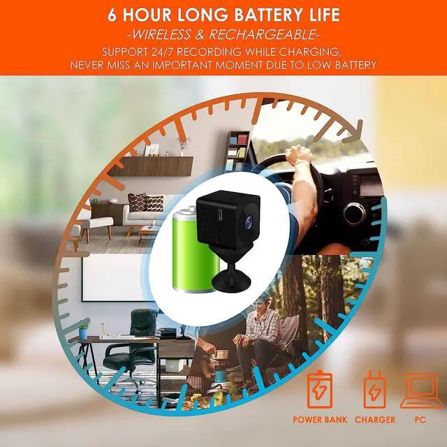 Alt view image 3 of 7 - 2022 Spy Camera WiFi Mini Hidden Camera, Nanny Cam, 4K Ultra HD Hidden Cameras for Home, Night Vision, Motion Detection Alarm, Small Body Camera, Mini Camera WiFi, Spy Cam (Free 32G SD Card Included)