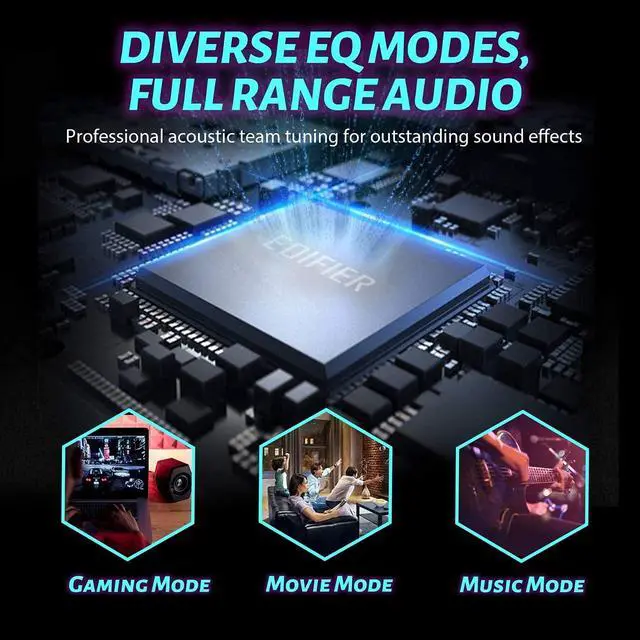 Alt view image 4 of 6 - Edifier G2000 32W PC Gaming Computer Speakers for Laptop Mac Desktop Computer Woofer Speakers Bluetooth USB 3.5mm AUX Inputs RGB Lights Multimedia Speakers Black