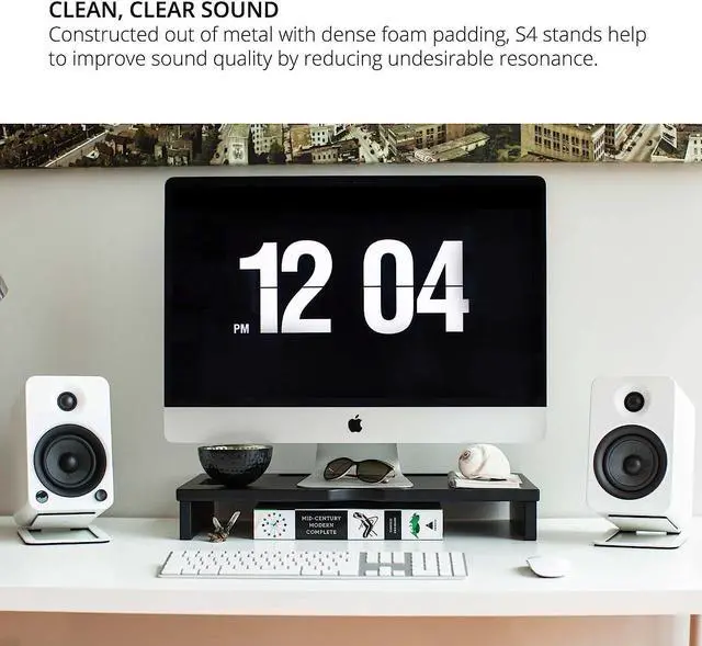 Alt view image 5 of 6 - Kanto S4 Desktop Speaker Stands for Midsize Speakers | White | Pair