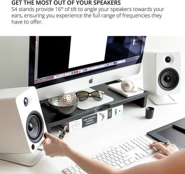Alt view image 4 of 6 - Kanto S4 Desktop Speaker Stands for Midsize Speakers | White | Pair