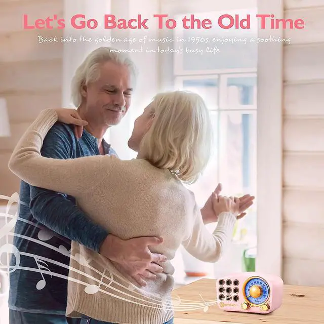 Alt view image 7 of 7 - Retro Bluetooth Speaker, Vintage Radio-Greadio FM Radio with Old Fashioned Classic Style, Strong Bass Enhancement, Loud Volume, Bluetooth 5.0 Wireless Connection, TF Card and MP3 Player (Pink)