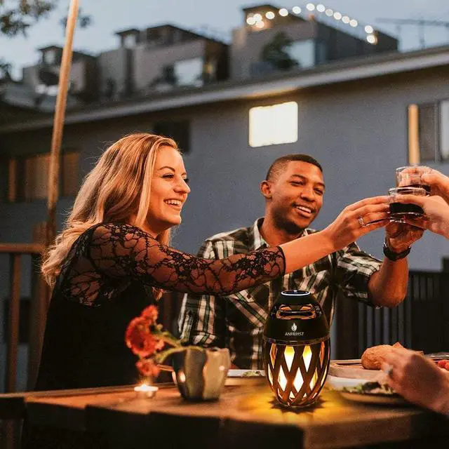 Alt view image 3 of 7 - Outdoor Bluetooth Speaker with Flame Atmosphere, Electronics Gifts for Men, Women, Cool Gadgets for Porch Garden Parties, BT5.0, 5W Stereo Sound, Waterproof Wireless Speaker with Led Torch Light