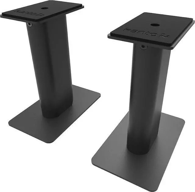 Main image of Kanto SP9 9" Speaker Stands | Designed for 3" to 4" Desktop and Bookshelf Speakers | Reduced Vibration | Heavy Steel with Foam Padding | 30° Rotating Top Plate | Hidden Cable Design | Black | Pair