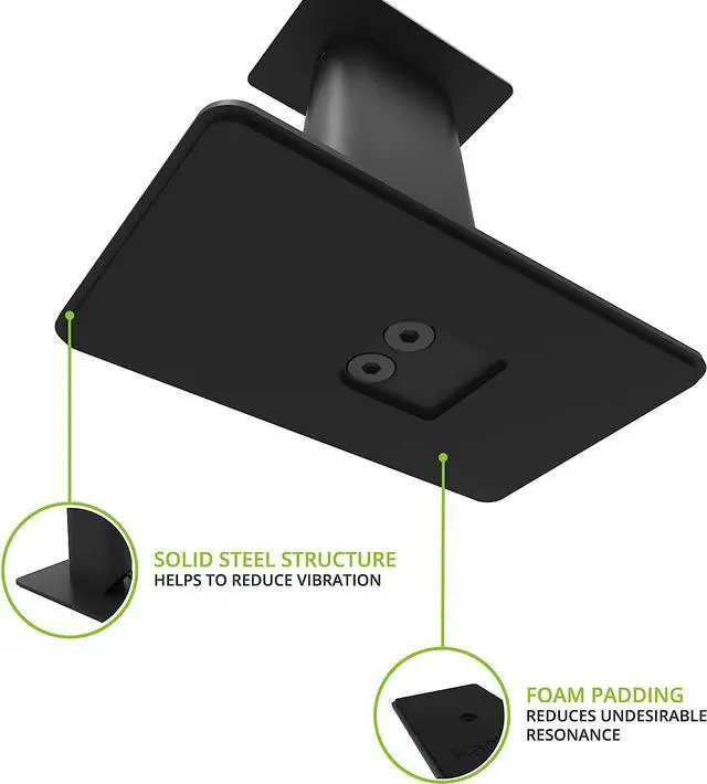 Alt view image 3 of 6 - Kanto SP9 9" Speaker Stands | Designed for 3" to 4" Desktop and Bookshelf Speakers | Reduced Vibration | Heavy Steel with Foam Padding | 30° Rotating Top Plate | Hidden Cable Design | Black | Pair