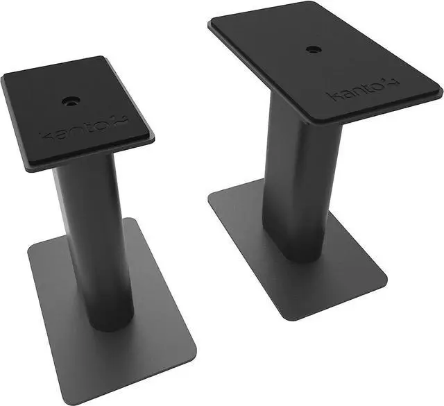 Alt view image 5 of 6 - Kanto SP9 9" Speaker Stands | Designed for 3" to 4" Desktop and Bookshelf Speakers | Reduced Vibration | Heavy Steel with Foam Padding | 30° Rotating Top Plate | Hidden Cable Design | Black | Pair