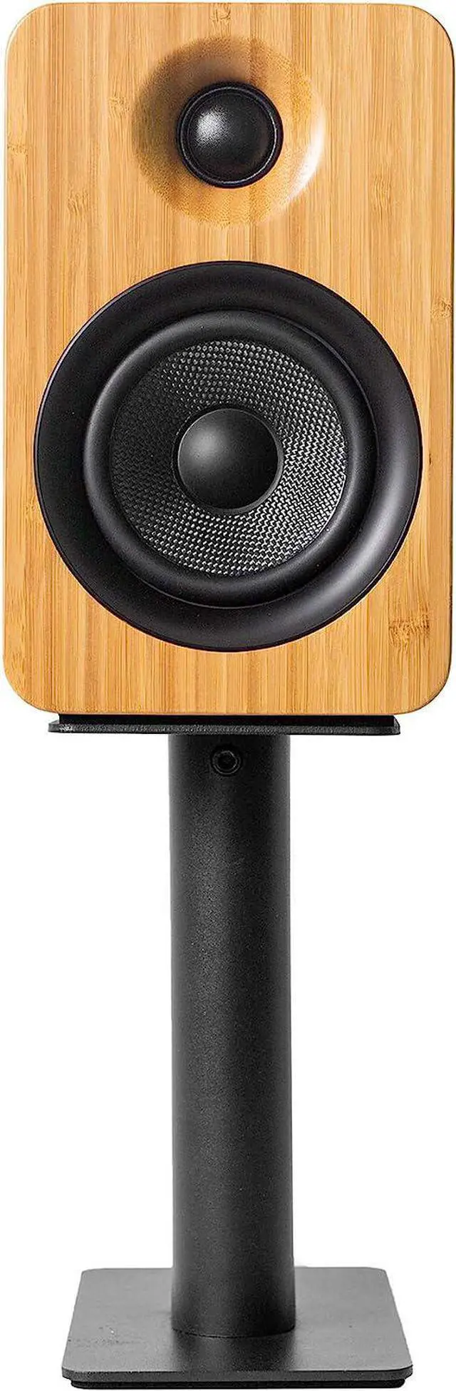 Alt view image 6 of 6 - Kanto SP9 9" Speaker Stands | Designed for 3" to 4" Desktop and Bookshelf Speakers | Reduced Vibration | Heavy Steel with Foam Padding | 30° Rotating Top Plate | Hidden Cable Design | Black | Pair