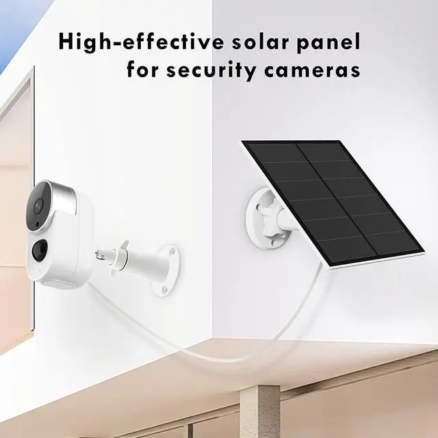 Alt view image 2 of 7 - 5W Solar Panel for Outdoor Wireless Security Camera, Waterproof Solar Panel Continuously Power for Rechargeable Battery Surveillance Camera, Micro USB Port, Adjustable Security Wall Mount, 2 Pack