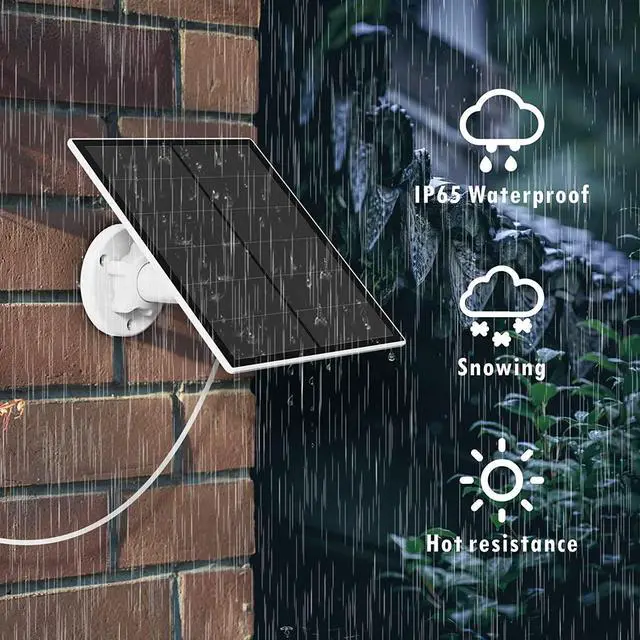 Alt view image 3 of 7 - 5W Solar Panel for Outdoor Wireless Security Camera, Waterproof Solar Panel Continuously Power for Rechargeable Battery Surveillance Camera, Micro USB Port, Adjustable Security Wall Mount, 2 Pack