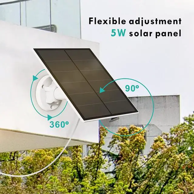 Alt view image 4 of 7 - 5W Solar Panel for Outdoor Wireless Security Camera, Waterproof Solar Panel Continuously Power for Rechargeable Battery Surveillance Camera, Micro USB Port, Adjustable Security Wall Mount, 2 Pack