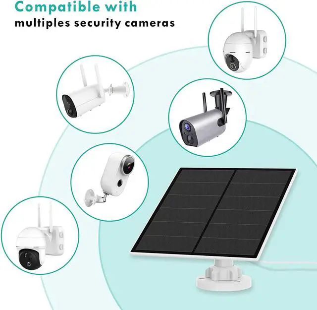 Alt view image 5 of 7 - 5W Solar Panel for Outdoor Wireless Security Camera, Waterproof Solar Panel Continuously Power for Rechargeable Battery Surveillance Camera, Micro USB Port, Adjustable Security Wall Mount, 2 Pack