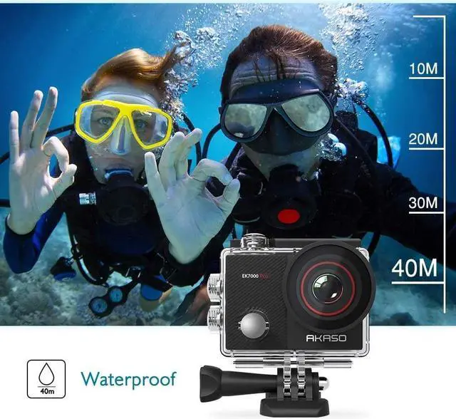 Alt view image 5 of 5 - AKASO EK7000 Pro 4K Action Camera with Touch Screen EIS Adjustable View Angle Web Underwater Camera 40m Waterproof Camera Remote Control Sports Camera with Helmet Accessories Kit