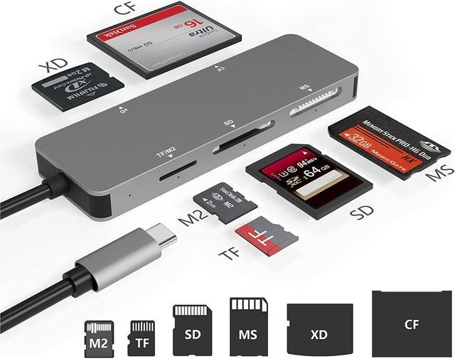 USB C XD Picture Card Reader, Type C (5Gps) High Speed TF/SD/MS/M2/XD/CF 6  in 1 Camera Card Reader, USB C XD Memory Card Reader Supports Olympus and  