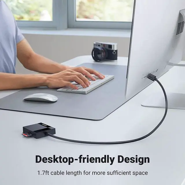 Alt view image 7 of 7 - UGREEN SD Card Reader USB 3.0 Card Hub Adapter 5Gbps Read 4 Cards Simultaneously CF, CFI, TF, SDXC, SDHC, SD, MMC, Micro SDXC, Micro SD, Micro SDHC, MS, UHS-I (Black)