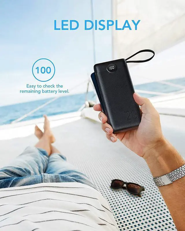 Alt view image 7 of 7 - Power Bank with Built in Cables, VRURC 20000mAh USB C Portable Charger PD & QC 22.5W Fast Charging External Battery Pack 4 Output 2 Input LED Display Compatible with iPhone Samsung Tablet(1 Pack)