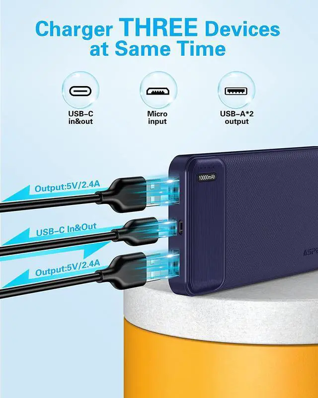 Alt view image 4 of 7 - AsperX 2-Pack 10000mAh USB C Output Portable Charger Power Bank Fast Charging, Portable Phone Charger External Battery Pack for iPhone14/13/12/11, Samsung S22/21, Huawei, and More[2023 Upgrade]