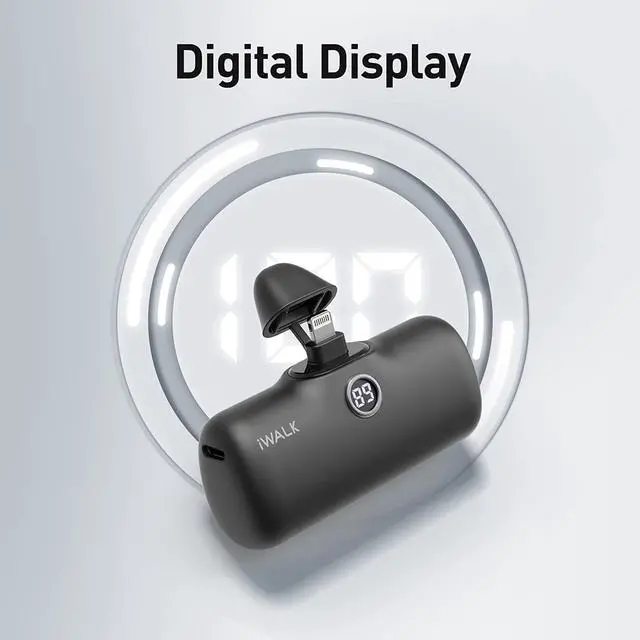 Alt view image 3 of 5 - iWALK LinkPod Portable Charger 4800mAh Power Bank Fast Charging and PD Input Small Docking Battery with LED Display Compatible with iPhone 14/14 Pro Max/13/13 Pro Max/12/12 Pro/11/X/8/7/6,Black