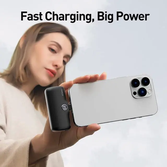 Alt view image 5 of 5 - iWALK LinkPod Portable Charger 4800mAh Power Bank Fast Charging and PD Input Small Docking Battery with LED Display Compatible with iPhone 14/14 Pro Max/13/13 Pro Max/12/12 Pro/11/X/8/7/6,Black