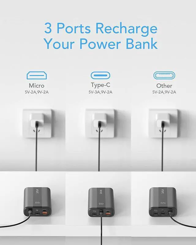 Alt view image 4 of 7 - VRURC Portable Power Bank 20000mAh, 22.5W PD & QC 3.0 LED Display Fast Charging USB C Portable Charger with 4 Output 3 Input,Compact External Battery Pack Compatible with iPhone,Android,Samsung