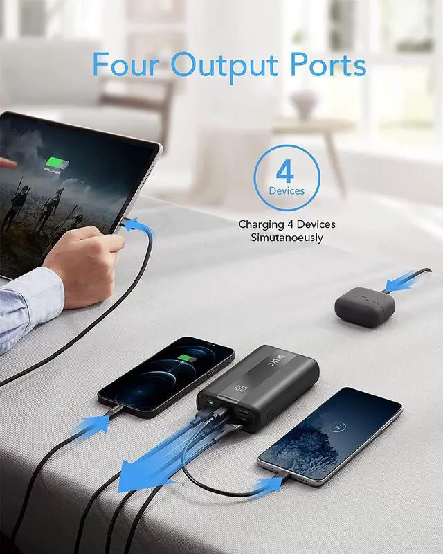 Alt view image 5 of 7 - VRURC Portable Power Bank 20000mAh, 22.5W PD & QC 3.0 LED Display Fast Charging USB C Portable Charger with 4 Output 3 Input,Compact External Battery Pack Compatible with iPhone,Android,Samsung