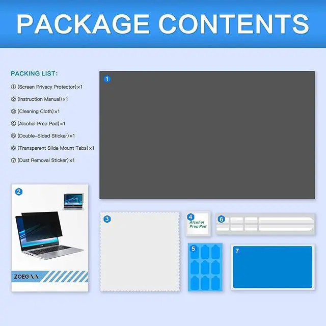 Alt view image 6 of 6 - 17.3 Inch Laptop Privacy Screen Filter for 16:9 Widescreen Display 15.1"x8.5" - Laptop Screen Privacy Shield and Anti Blue Light Anti Glare Screen Protector