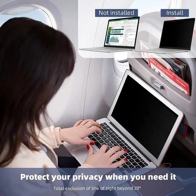 Alt view image 2 of 7 - 14 Inch Laptop Privacy Screen, Anti Glare Blue Light Privacy Filter, Removable Shield 14in Screen Protector 16:9 Aspect Ratio, Compatible with Lenovo/HP Envy/Dell/Acer/Samsung/Asus/Toshiba