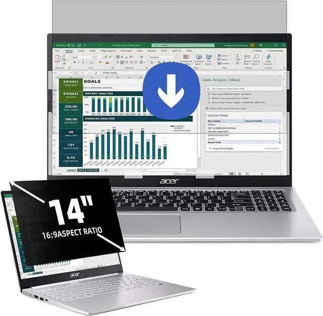 Main image of 14 Inch Laptop Privacy Screen, Anti Glare Blue Light Privacy Filter, Removable Shield 14in Screen Protector 16:9 Aspect Ratio, Compatible with Lenovo/HP Envy/Dell/Acer/Samsung/Asus/Toshiba