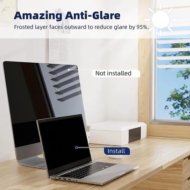 Alt view image 4 of 7 - 14 Inch Laptop Privacy Screen, Anti Glare Blue Light Privacy Filter, Removable Shield 14in Screen Protector 16:9 Aspect Ratio, Compatible with Lenovo/HP Envy/Dell/Acer/Samsung/Asus/Toshiba