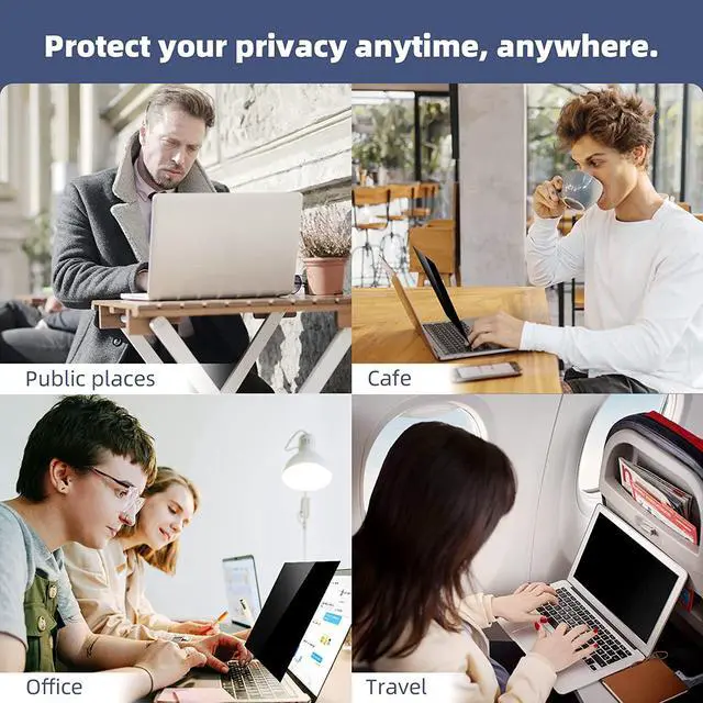 Alt view image 7 of 7 - 14 Inch Laptop Privacy Screen, Anti Glare Blue Light Privacy Filter, Removable Shield 14in Screen Protector 16:9 Aspect Ratio, Compatible with Lenovo/HP Envy/Dell/Acer/Samsung/Asus/Toshiba