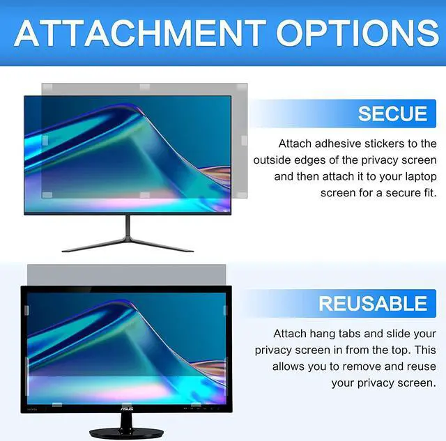Alt view image 5 of 6 - 20 Inch Computer Privacy Screen Filter for 16:9 Widescreen Display 17.43"x9.84" - Computer Screen Privacy 20 Inch Anti Blue Light Anti Glare Screen Protector