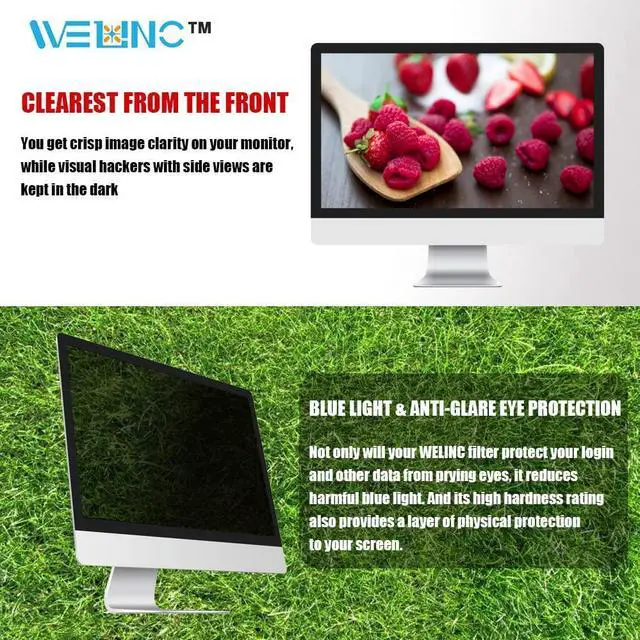 Alt view image 4 of 7 - WELINC 24 Inch - 16:9 Aspect Ratio - Computer Privacy Screen Filter for Widescreen Monitor - Anti-Glare - Anti-Scratch Protector Film - Protects Your Eyes from Harmful Glare and Blue Light