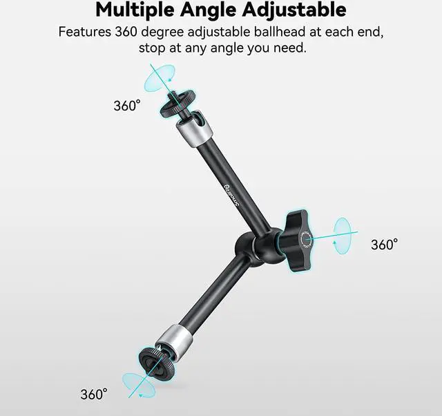 Alt view image 3 of 7 - SMALLRIG 9.5 inch Adjustable Power Articulating Magic Arm with Both 1/4" Thread Screw for LCD Monitor/LED Lights - 2066