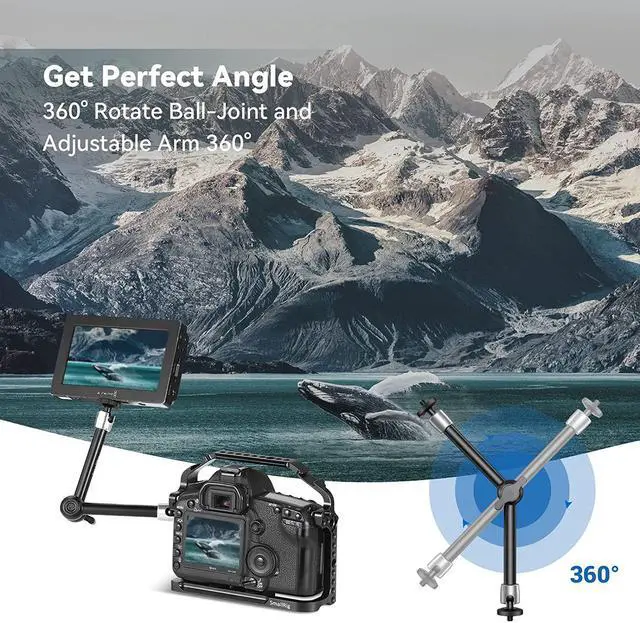 Alt view image 5 of 7 - SMALLRIG 9.5 inch Adjustable Power Articulating Magic Arm with Both 1/4" Thread Screw for LCD Monitor/LED Lights - 2066