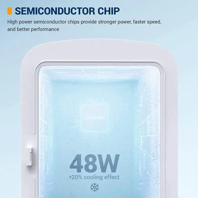 Alt view image 4 of 7 - AstroAI Mini Fridge, 4 Liter/6 Can AC/DC Portable Thermoelectric Cooler and Warmer Refrigerators, Skincare, Beverage, Food, Cosmetics, Home, Office and Car, ETL Listed (Black)