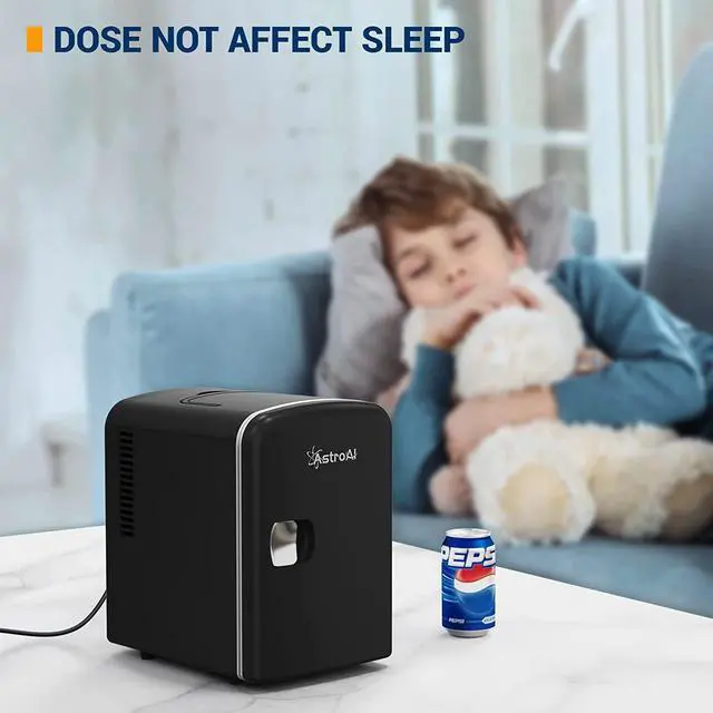 Alt view image 6 of 7 - AstroAI Mini Fridge, 4 Liter/6 Can AC/DC Portable Thermoelectric Cooler and Warmer Refrigerators, Skincare, Beverage, Food, Cosmetics, Home, Office and Car, ETL Listed (Black)