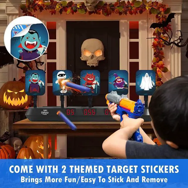 Alt view image 2 of 7 - Lehoo Castle Nerf Target, 5 Electronic Digital Target for Nerf Guns, Shooting Targets with Auto-Reset, Scoring Target Includes 20 Bullets, Hand Wrist Bands, Stickers, Gift for Boys Girls