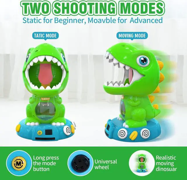 Alt view image 2 of 7 - EagleStone Movable Dinosaur Shooting Toys for Kids 5-7 with Spraying, Electronic Target Game Toy with 2 Pump Guns, 48 Foam Balls, Party Favor Christmas Toys with Score Record, Sound, for Boys & Girs