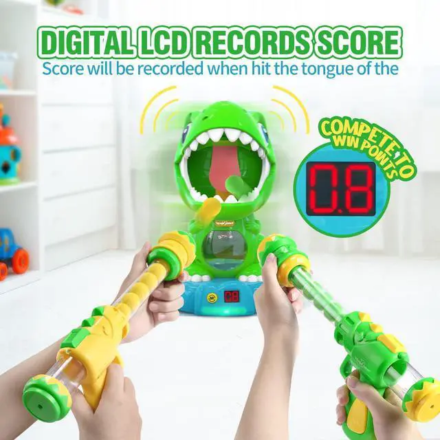 Alt view image 4 of 7 - EagleStone Movable Dinosaur Shooting Toys for Kids 5-7 with Spraying, Electronic Target Game Toy with 2 Pump Guns, 48 Foam Balls, Party Favor Christmas Toys with Score Record, Sound, for Boys & Girs