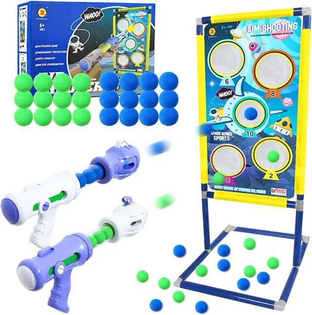Main image of Shooting Game Toy Set for Age 6, 7, 8,9,10+ Years Old Kids Boys - 2pk Foam Ball Popper Air Guns & Shooting Target & 24 Foam Balls Toys for Kids Boy