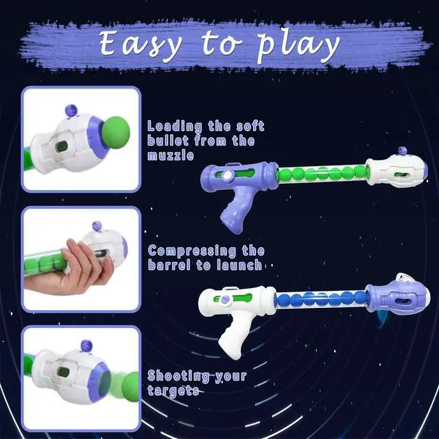 Alt view image 3 of 6 - Shooting Game Toy Set for Age 6, 7, 8,9,10+ Years Old Kids Boys - 2pk Foam Ball Popper Air Guns & Shooting Target & 24 Foam Balls Toys for Kids Boy