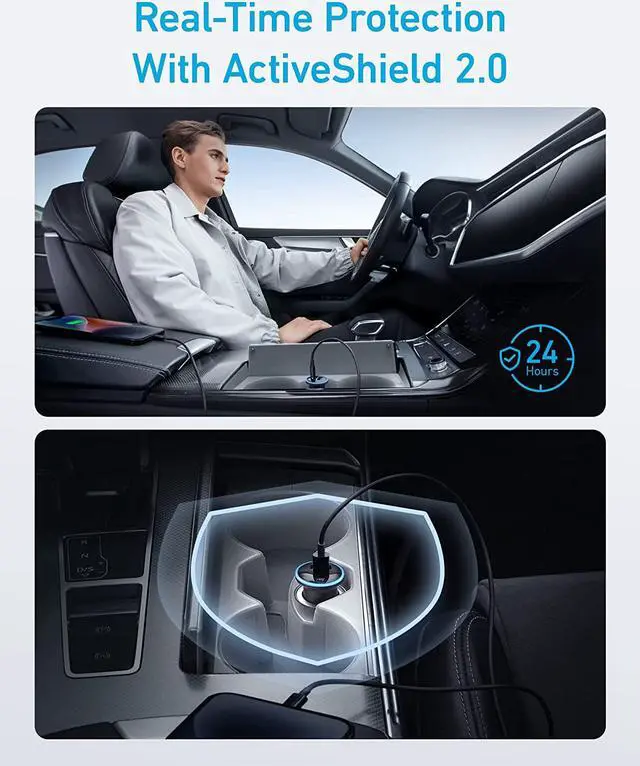Alt view image 5 of 6 - USB C Car Charger Adapter(52.5W), Anker 323 Compact Car Phone Charger with one 30W PowerIQ 3.0 Fast Charging Port for iPhone 14/13/12/11 Pro Max mini X Samsung Galaxy S23/22/21 iPad Pro Pixel and More