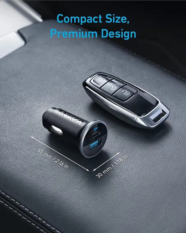 Alt view image 6 of 6 - USB C Car Charger Adapter(52.5W), Anker 323 Compact Car Phone Charger with one 30W PowerIQ 3.0 Fast Charging Port for iPhone 14/13/12/11 Pro Max mini X Samsung Galaxy S23/22/21 iPad Pro Pixel and More