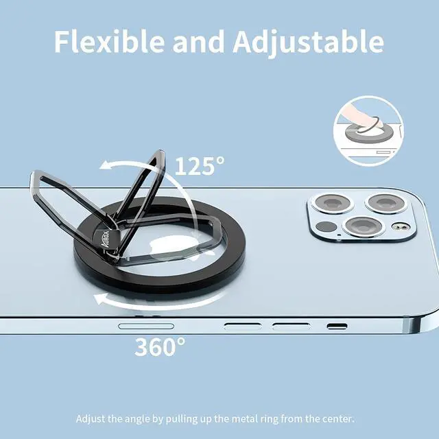 Alt view image 4 of 6 - AUROX Magnetic Phone Grip Phone Ring Holder for MagSafe Accessories Finger Ring Kickstand Adjustable Magnetic Ring Holder for iPhone 14,13,12, 13 Pro, 13 Pro Max, Smartphones(Dark Blue)